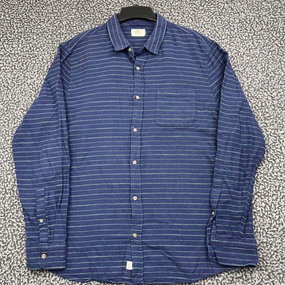 Marine Layer Button Down Shirt Men Large Blue Striped Long Sleeve 100% Cotton L